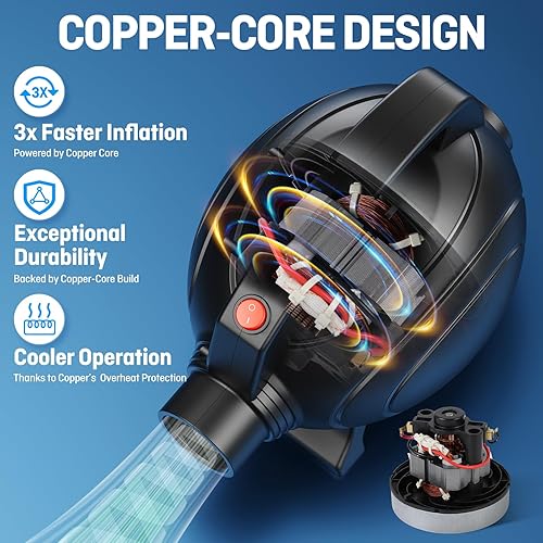 Miniatura 2 de Bomba eléctrica para inflables, bomba de aire portátil de llenado rápido, inflador de colchón de aire, bomba defladora para flotadores de piscina,