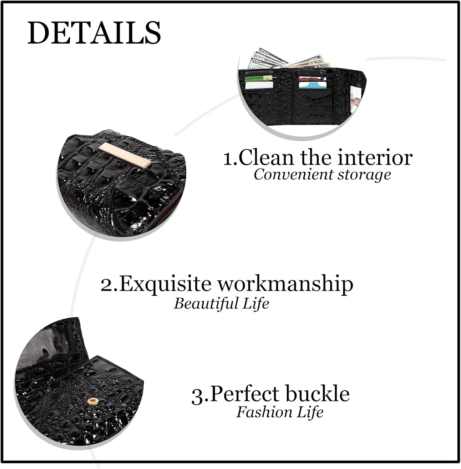 Crocodile Small Wallets Short Vintage Leather Credit Card Holder Luxury Clutch Mini Coin Purse for Women - Image 6