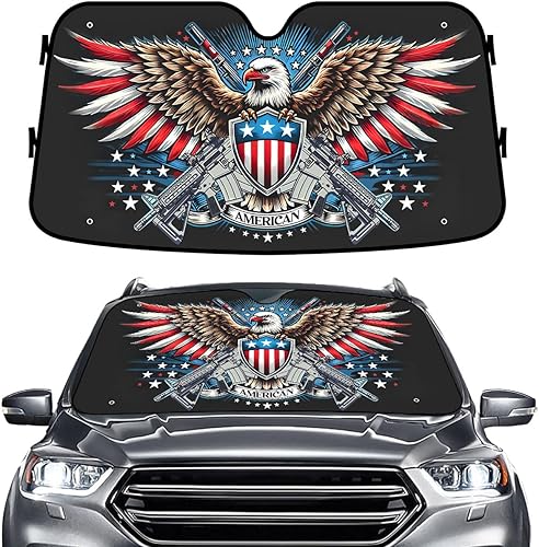 GENANY Eagle - Parasol para parabrisas de automóvil, SUV, camión (55 x 30 pulgadas), parasol patriótico para parabrisas, protectores para ventanas