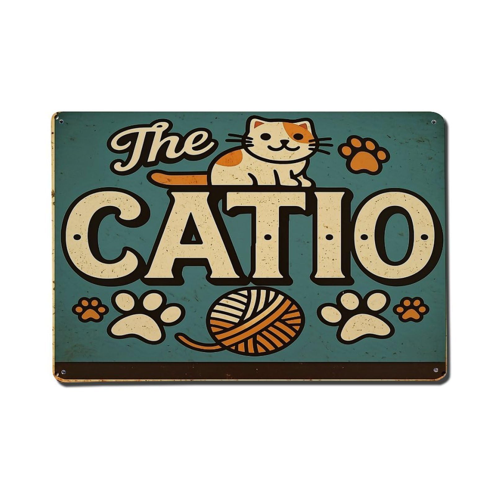 Cat Paw Ball Text Sign Vintage Tin Sign Retro Metal Wall Decor Metal Poster, Home Bar Garage Farmhouse Cafe Wall Art Decoration 8x12Inches