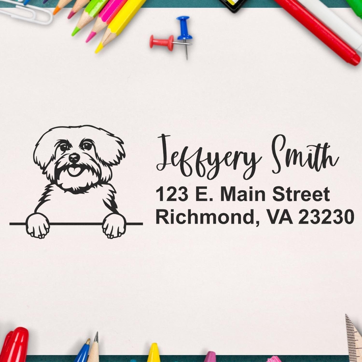 SelfInking Peeking Maltese Address Stamp, Easy Press and