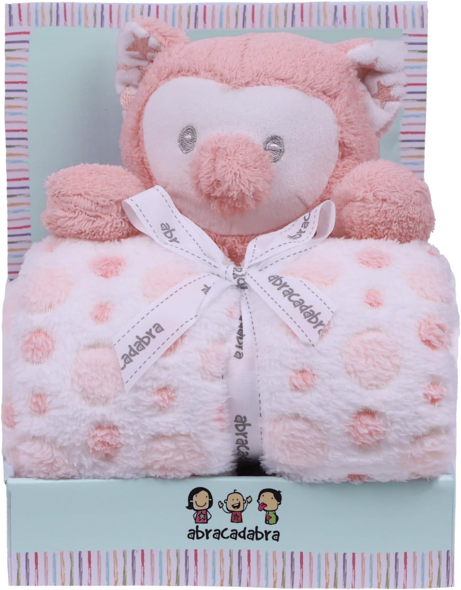 abracadabra Fleece Toy with Blanket Gift Set for Newborns & Infants, 0+ Years (Owl, Peach)