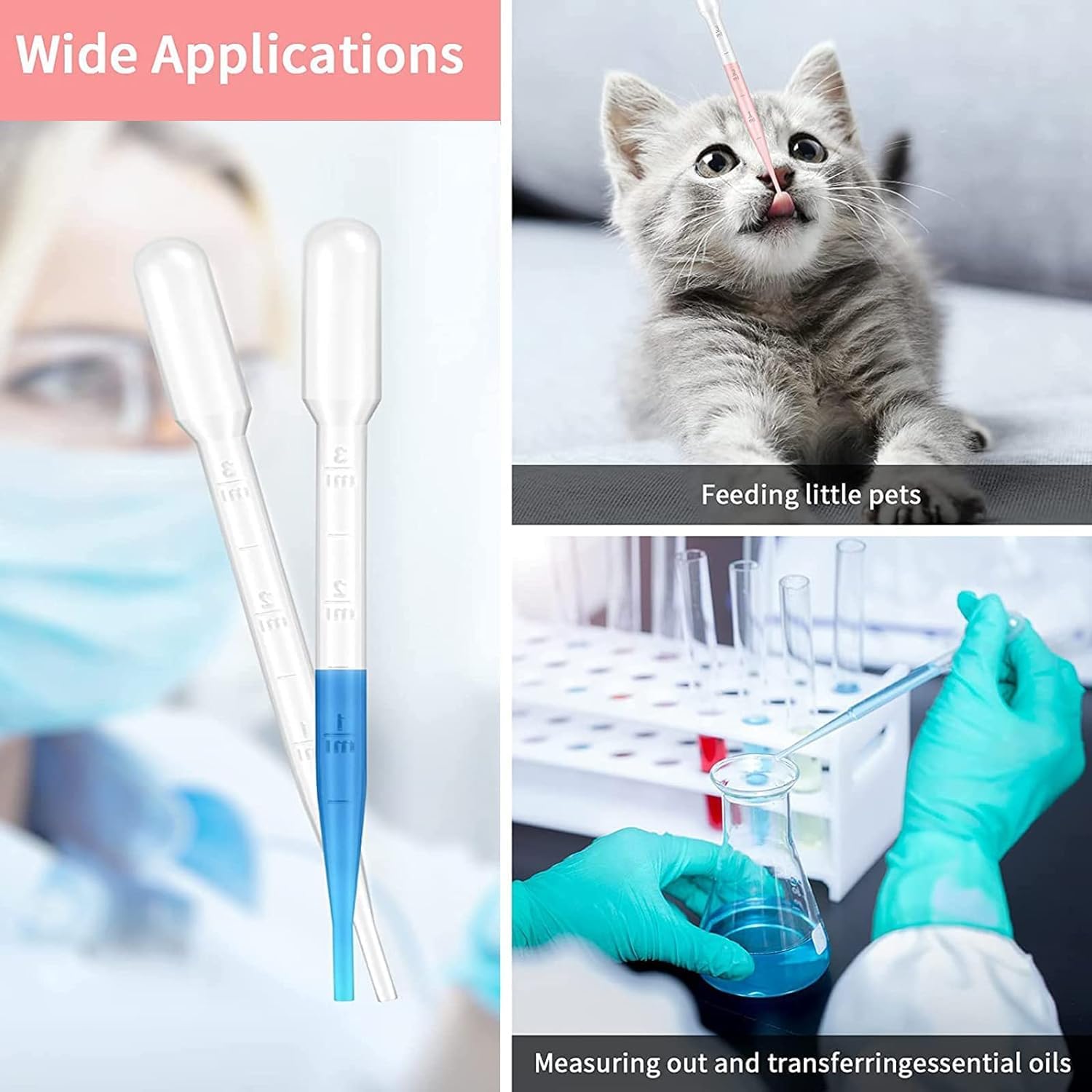 100 Stück Pipette, Einweg Transferpipette Aus Kunststoff, 3 Ml Wiederverwendbar Pipetten, Transparente Messpipetten, Transferpipetten für Labor, Klassenzimmer, Experiment