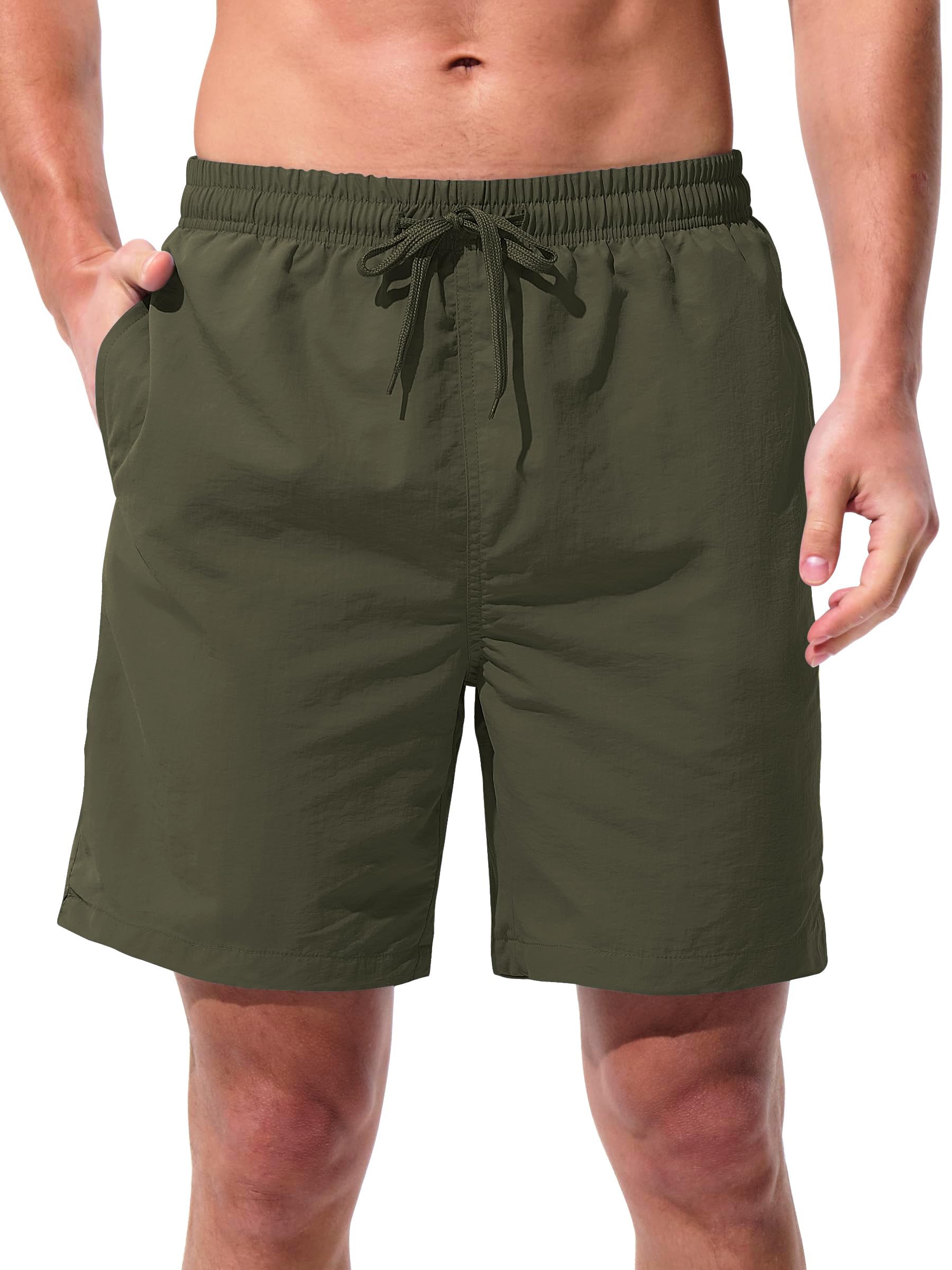 UIQUR Men's Swim Trunks Beach Board Shorts Quick Dry Swimsuit Bathing Suits with Pockets 7 Inch Inseam Mesh Lining