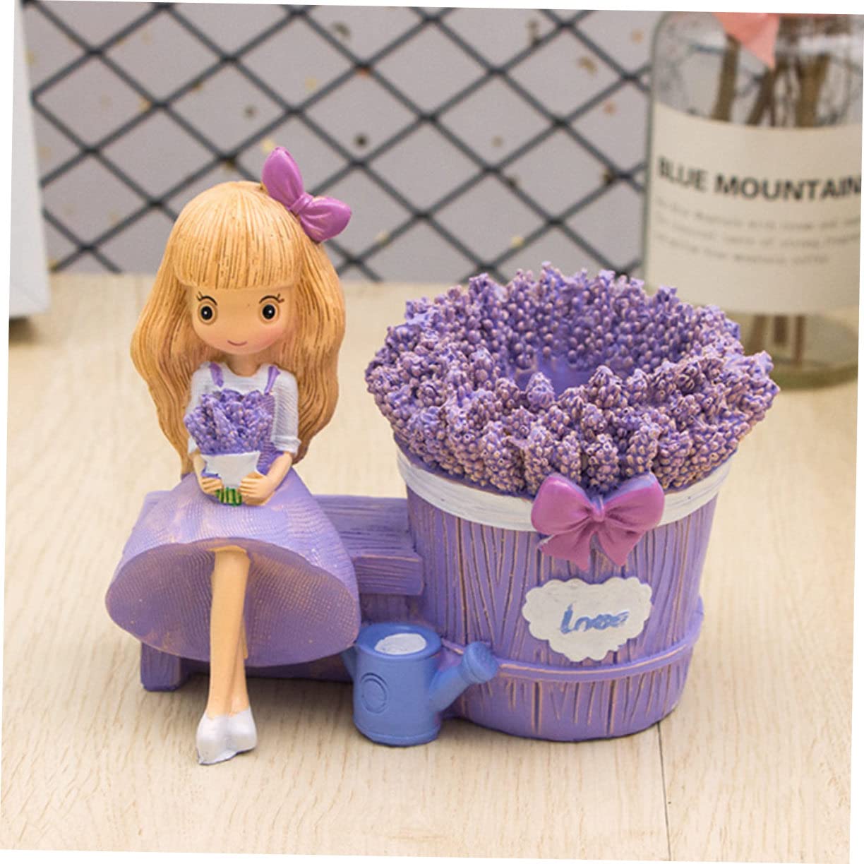MAGICLULU 2pezzi Portapenne Decorativo Forma Di Ragazza Lavanda Contenitore Per Penne e Cancelleria in Resina Portapenne Da Scrivania Per Piccoli Oggetti