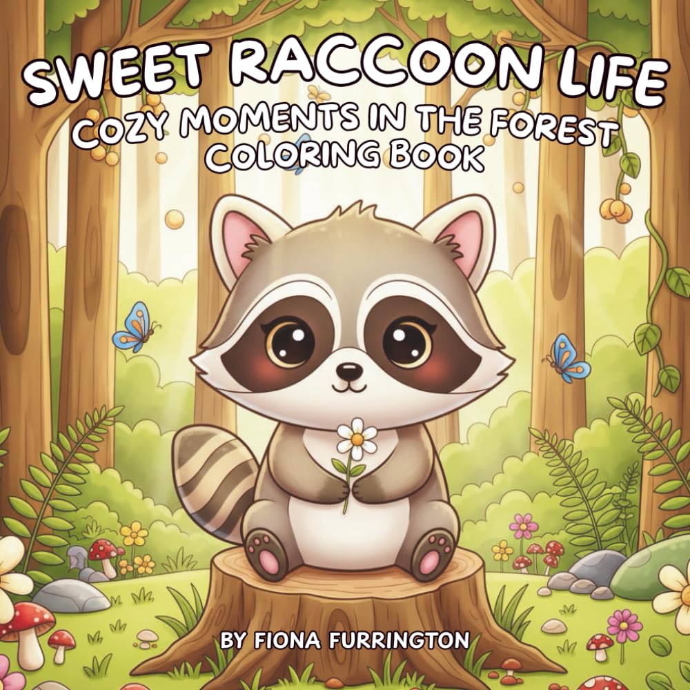 Sweet Raccoon Life: Cozy Moments In The Forest Coloring Book: Cute Raccoons, Cozy Forest Scenes, and Relaxing Nature Adventures to Color for Teens & Adults