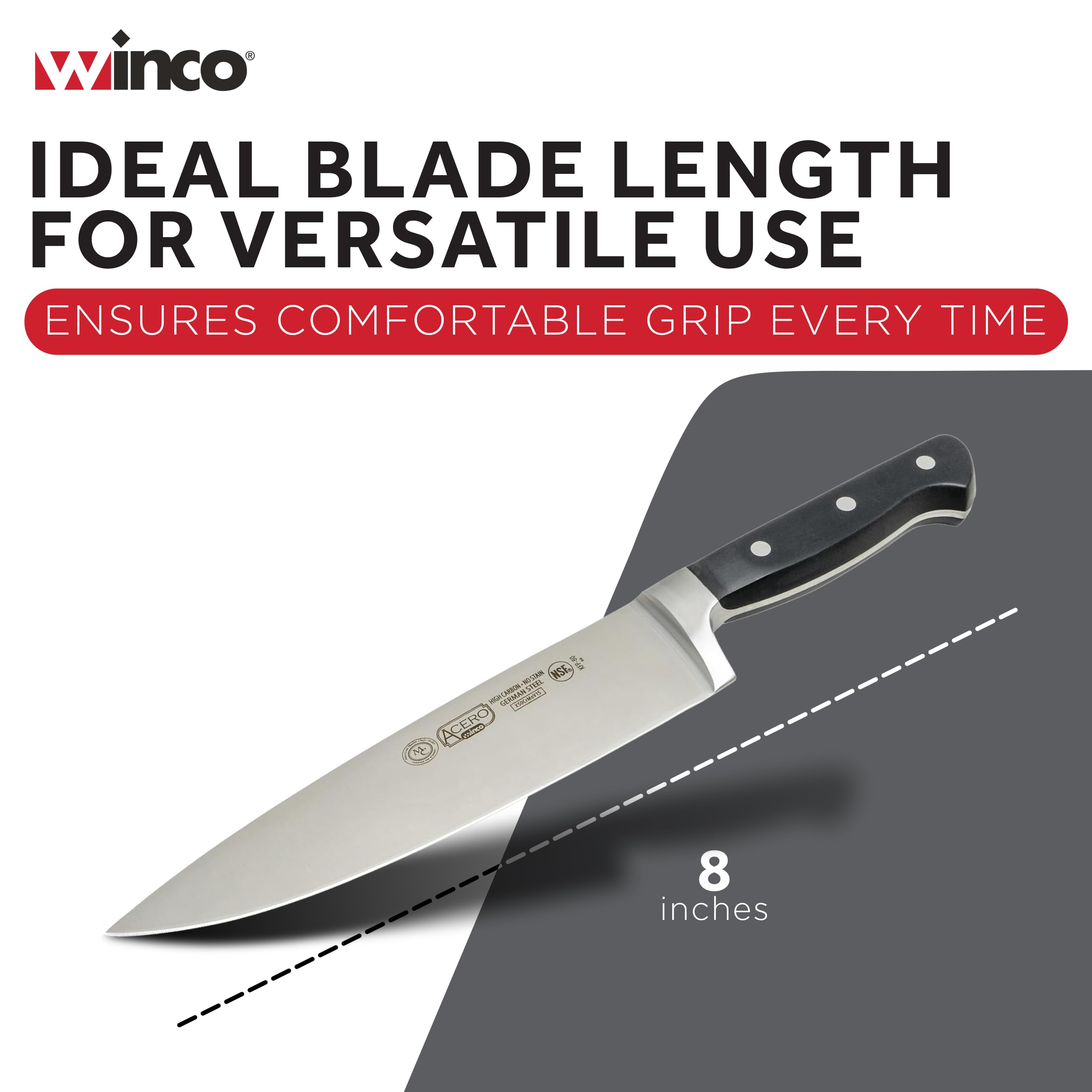 Winco 8" Stainless Steel Chef Knife — Amazon image 4