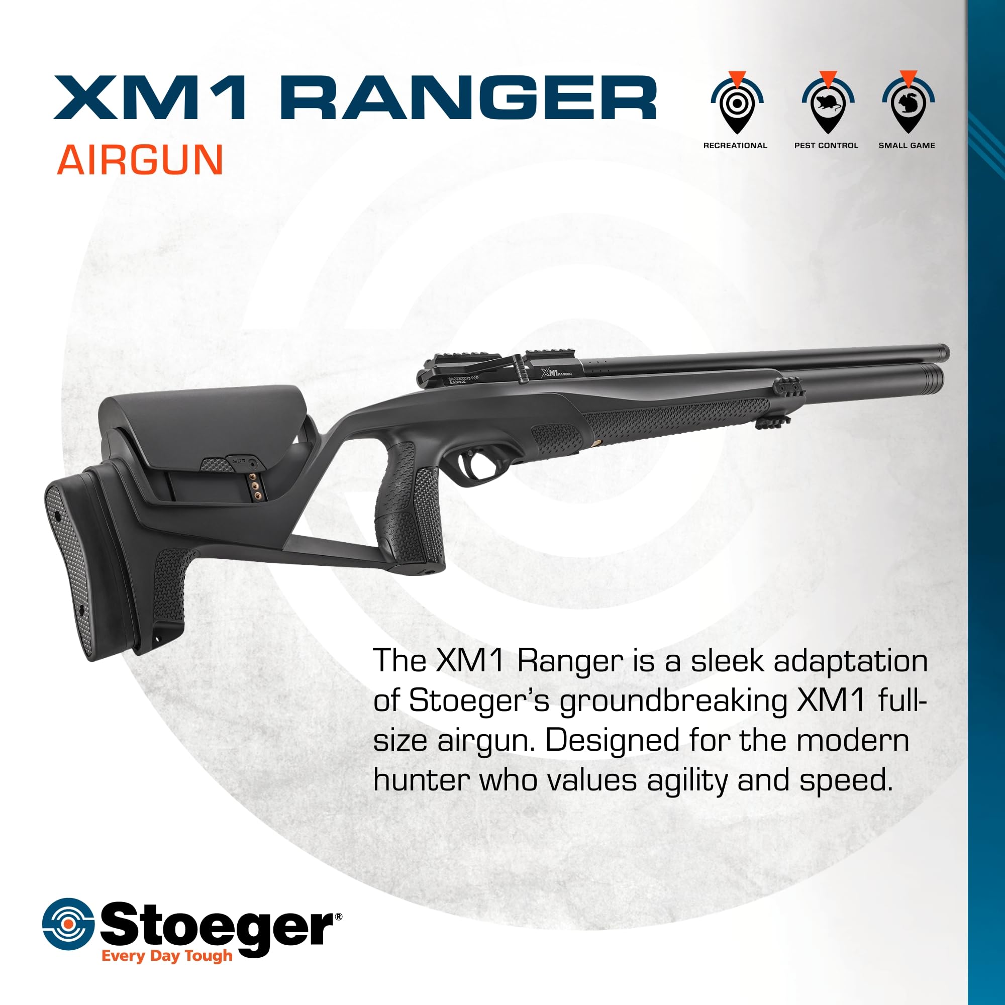Stoeger XM1 Ranger PCP Air Gun - .22 Caliber - Black Synthetic with Adjustable Pull