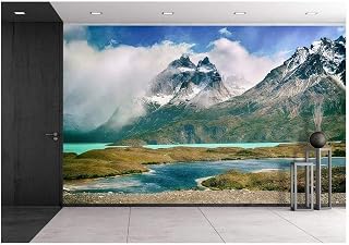wall26 - Landscape with Mountain and River - Removable Wall Mural | Self-Adhesive Large Wallpaper - 100x144 inches