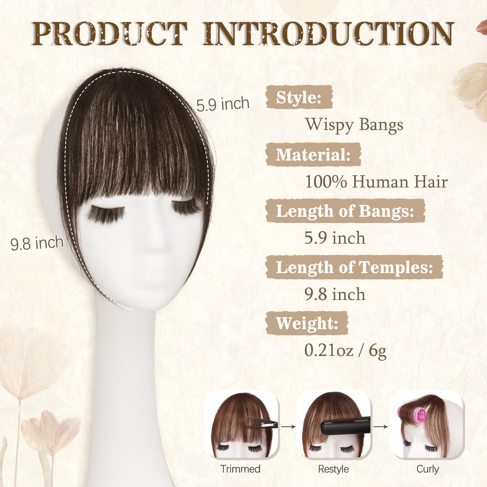 Sofeiyan 100% Humano Cabello Flequillo Francés Remy Flequillo Postizo Pelo Natural Clip Hair Flequillos Limpio Pieza Clip en Postizos Pelo Naturales para Mujer