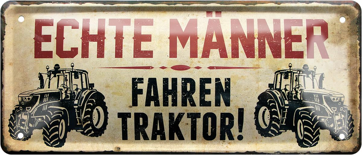 thumbnail: Grappig Metaalbord ‘Echte Mannen Rijden Tractor’ – 20x30cm – Leuk Cadeau Voor Boeren Of Tractorfans