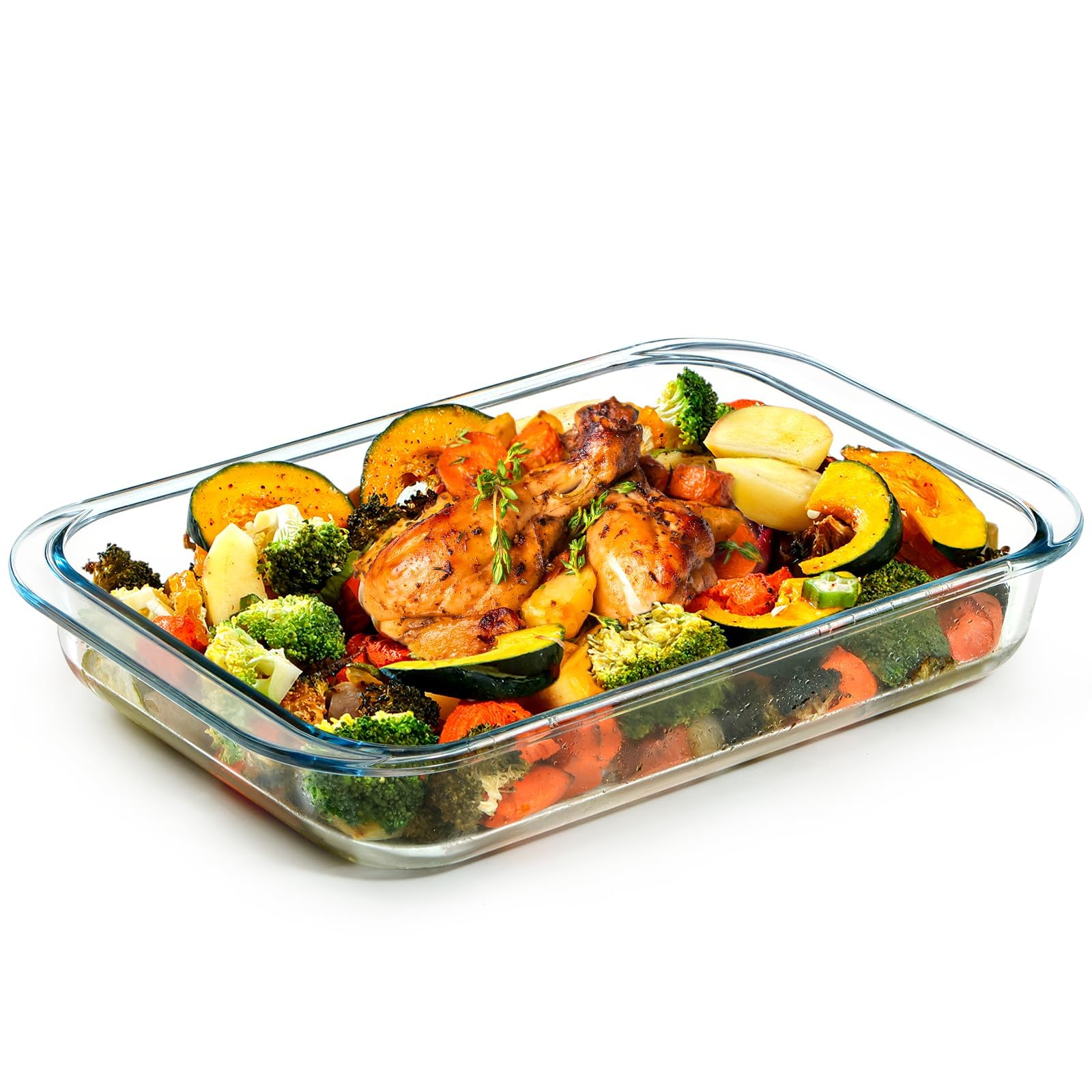 NUTRIUPS 3.7QT Rectangular 9x13 Glass Baking Dish,Glass Pan with Handle