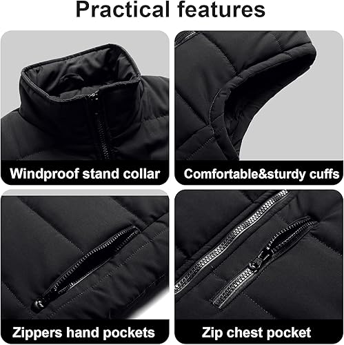 Miniatura 6 de Chrisuno Chaleco Acolchado para Mujer Casual con Cuello Levantado Chaleco Acolchado para Exteriores Chaleco de Esquí