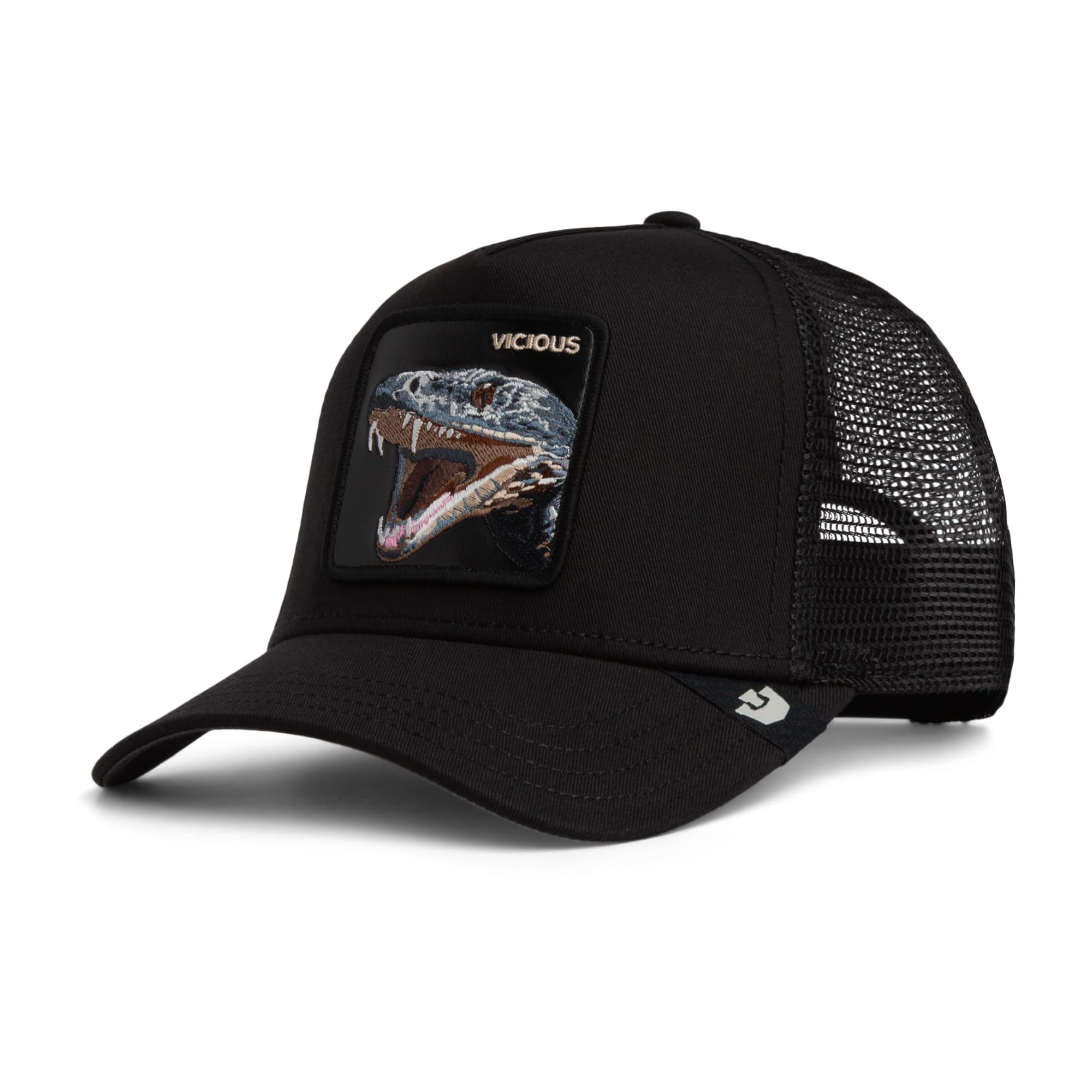 Goorin Bros. Vicious Snake Trucker Cap Black with Embroidered Snake Patch The Farm Core Combo