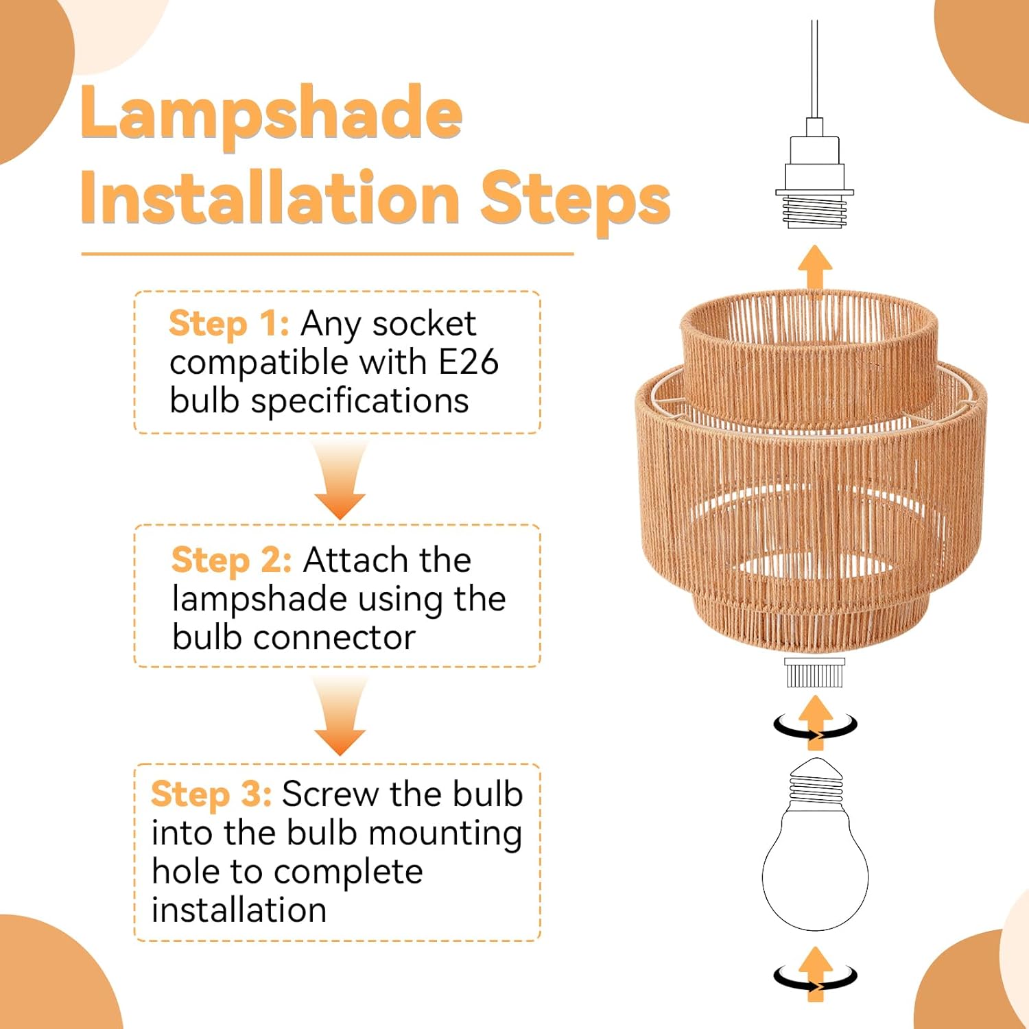 VIHOSE 12.6 Inch Boho Rattan Lamp Shades Wicker Lantern Lamp Shade Vintage Rattan Small Lampshade for Table Floor Hanging Lamps Farmhouse Rustic Lampshades for Kitchen Bedroom Dining Room Hallway