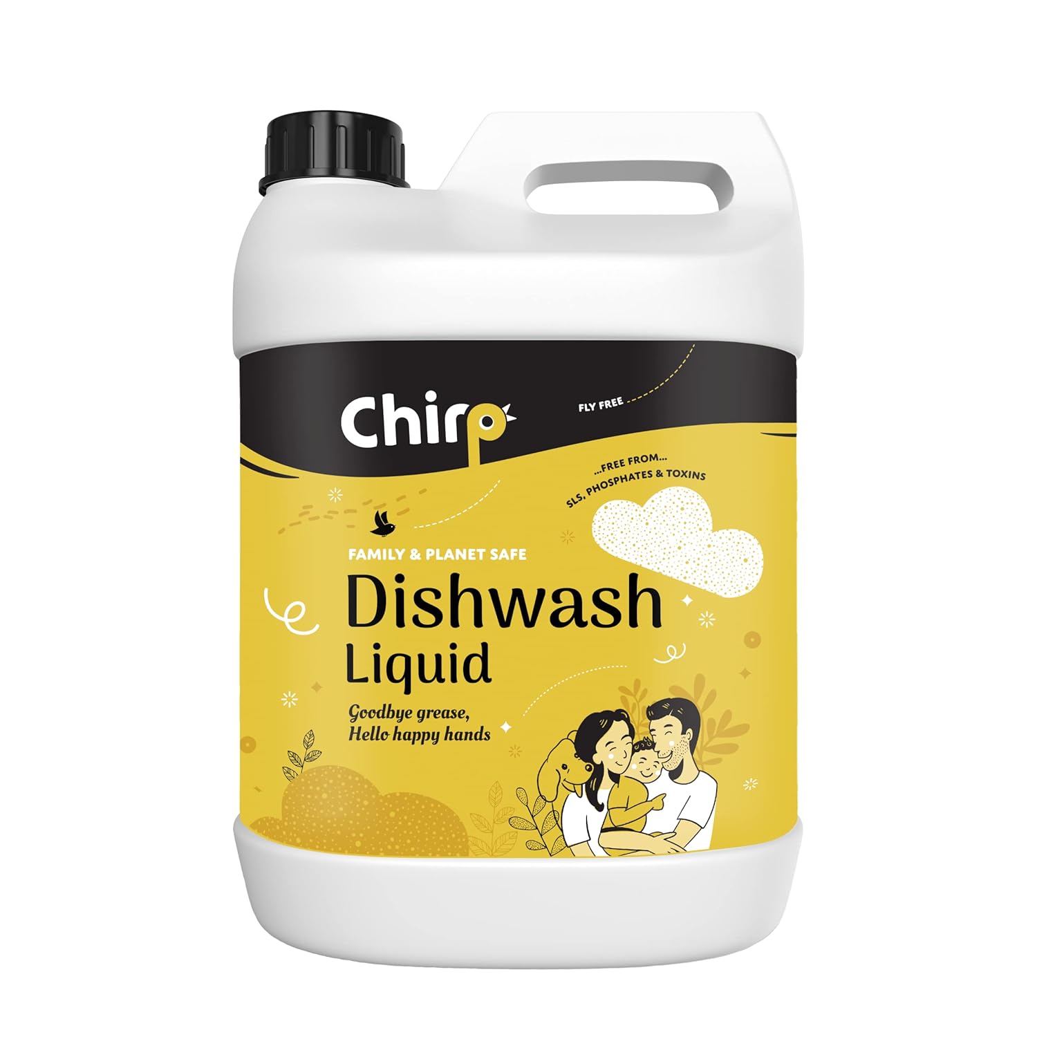 Chirp Dishwash Liquid Gel (5Lits), Ecofriendly with Natural, Organic