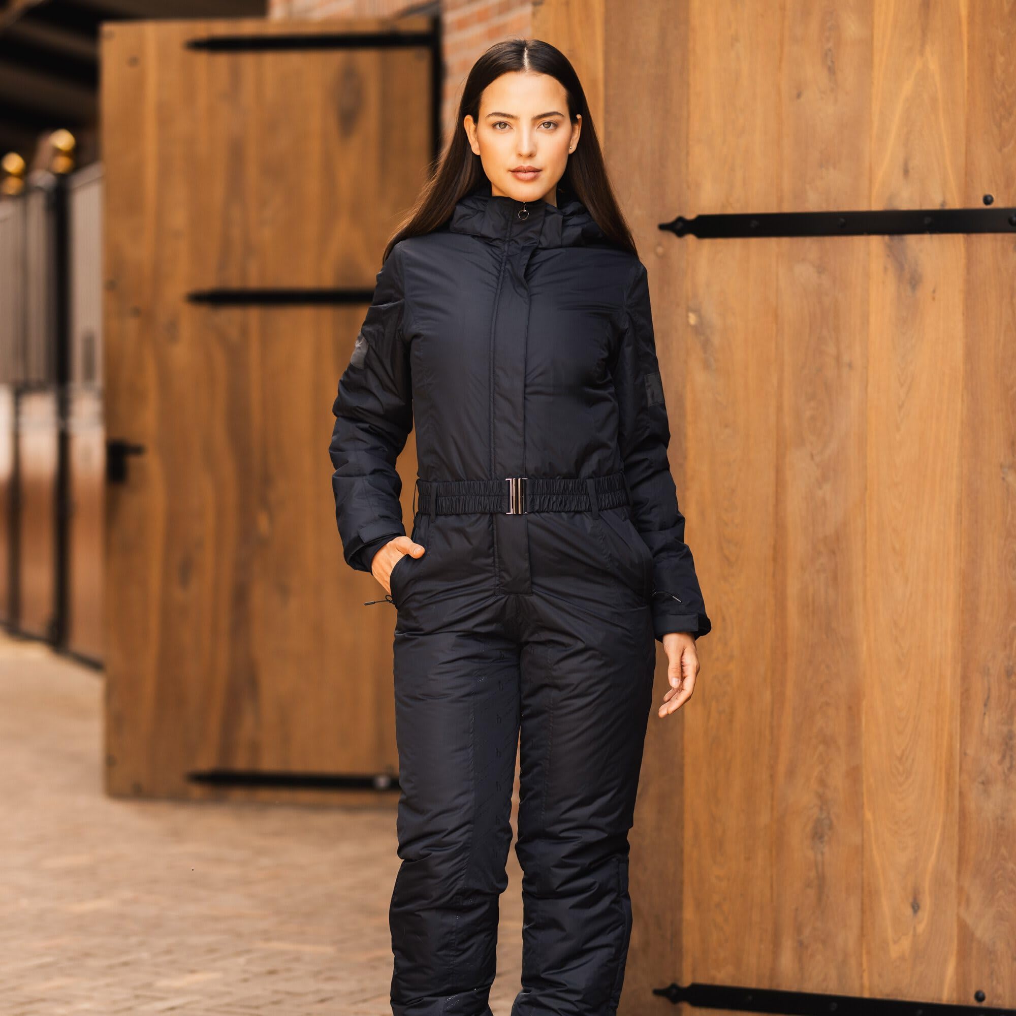 HORZE Damen Overall Annica, wasserabweisend, Winddicht, Silikon Vollbesatz, Schwarz, 40