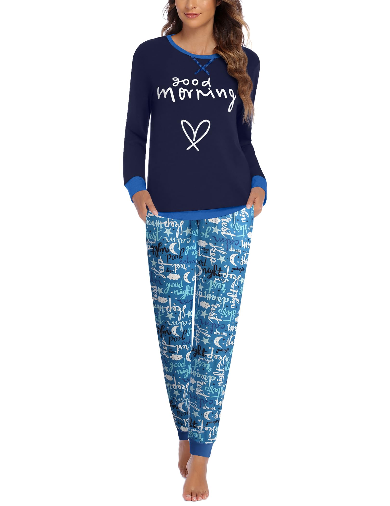 Ekouaer Pigiama Donna Invernali Set Pigiama Donna Lungo Pigiama Donna Invernale Comodo Pigiama Due Pezzi da Donna