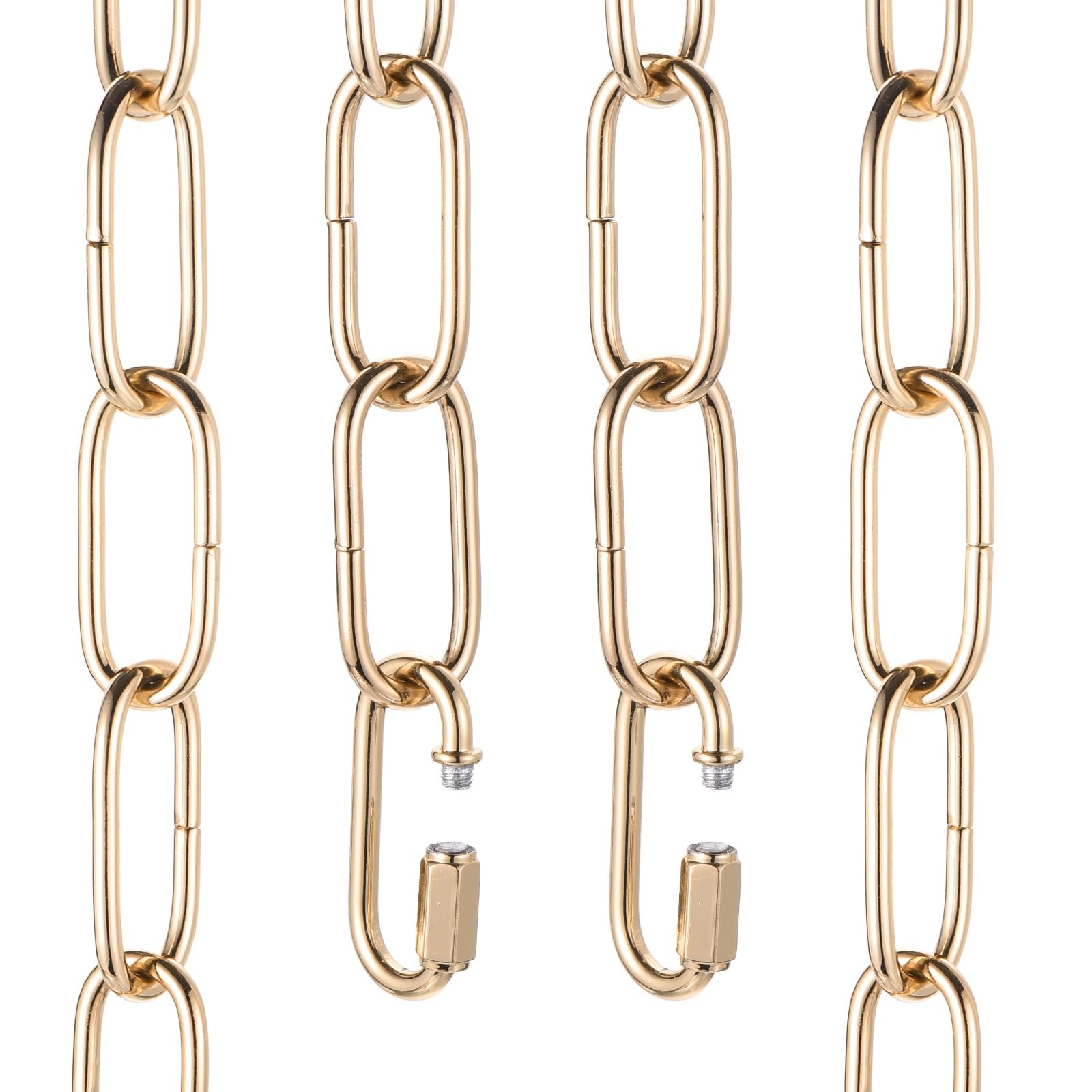 sourcing map 6ft Lighting Hanging Chain, 4mm/0.16" Looping Metal Pendant Chandelier Chain Extension with 2 Quick Link Lock for Hanging Plant Pendant Chandelier Light Fixture, Rose Gold