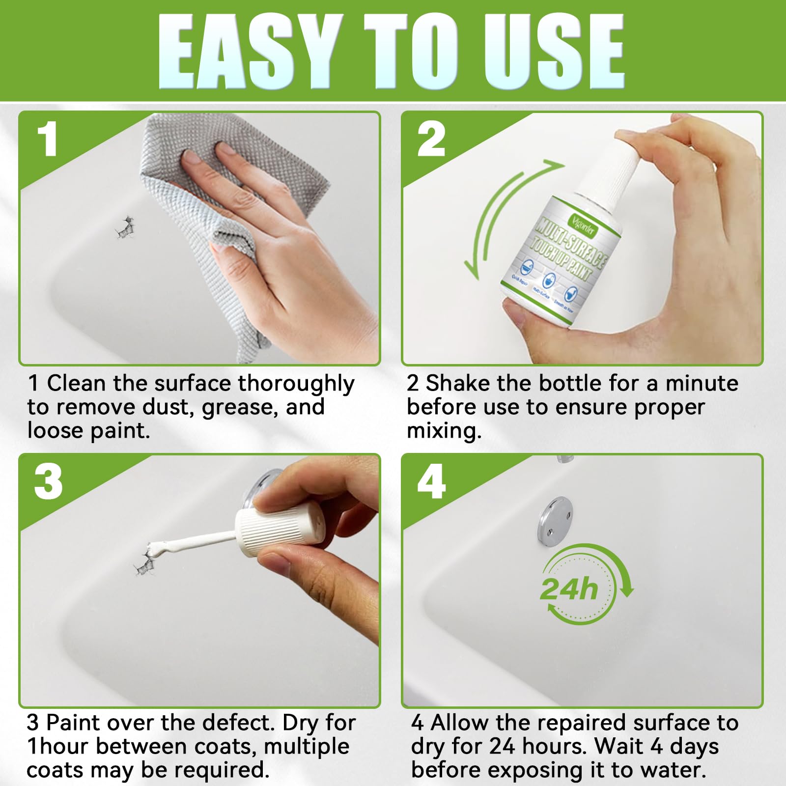 White Touch Up Paint Pen White Paint for Wall Door Cabinets Furniture Enamel Semi-Gloss 30ML — view 5