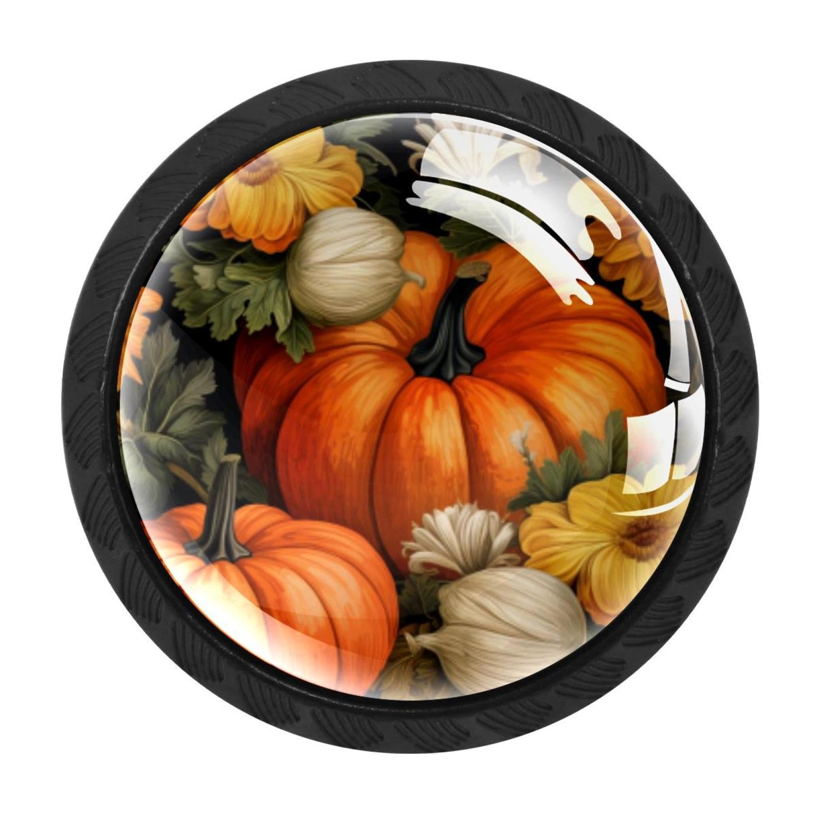 Chenzzzz Multicolored 05 4 Pieces Thanksgiving Pumpkin Drawer Knobs, 35Mm Black Cabinet Knobs, Drawer Pulls And Knobs, Dresser Drawer Knobs, Cabinet Hardware Kitchen Cabinet Knobs