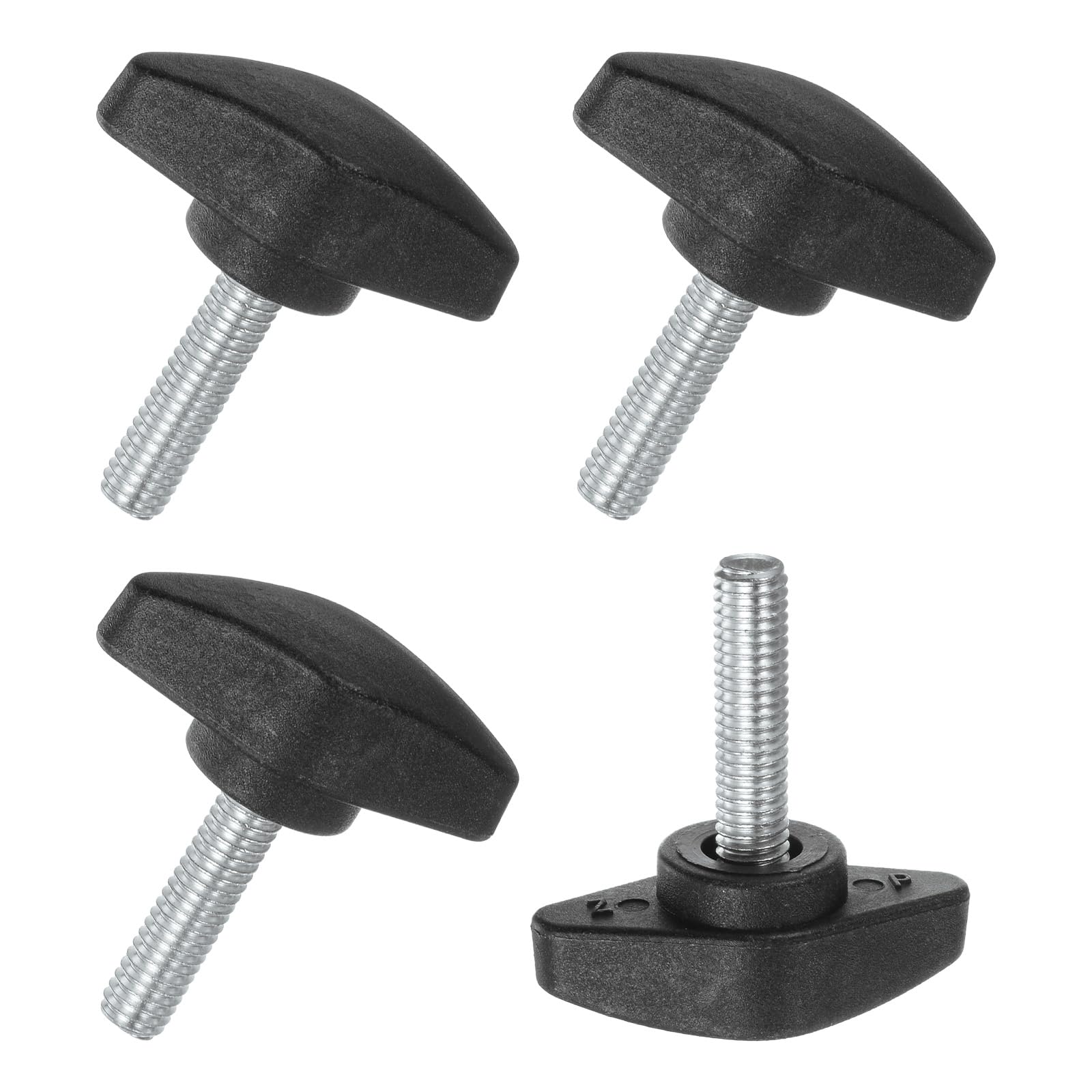 M METERXITY 4-Pack Thumb Screws, M6x25mm Tee Wing Knobs, Plastic T Handles Clamping Knob for Woodworking/Machinery/Equipment, Tightening Thread Thumbscrew [Black]