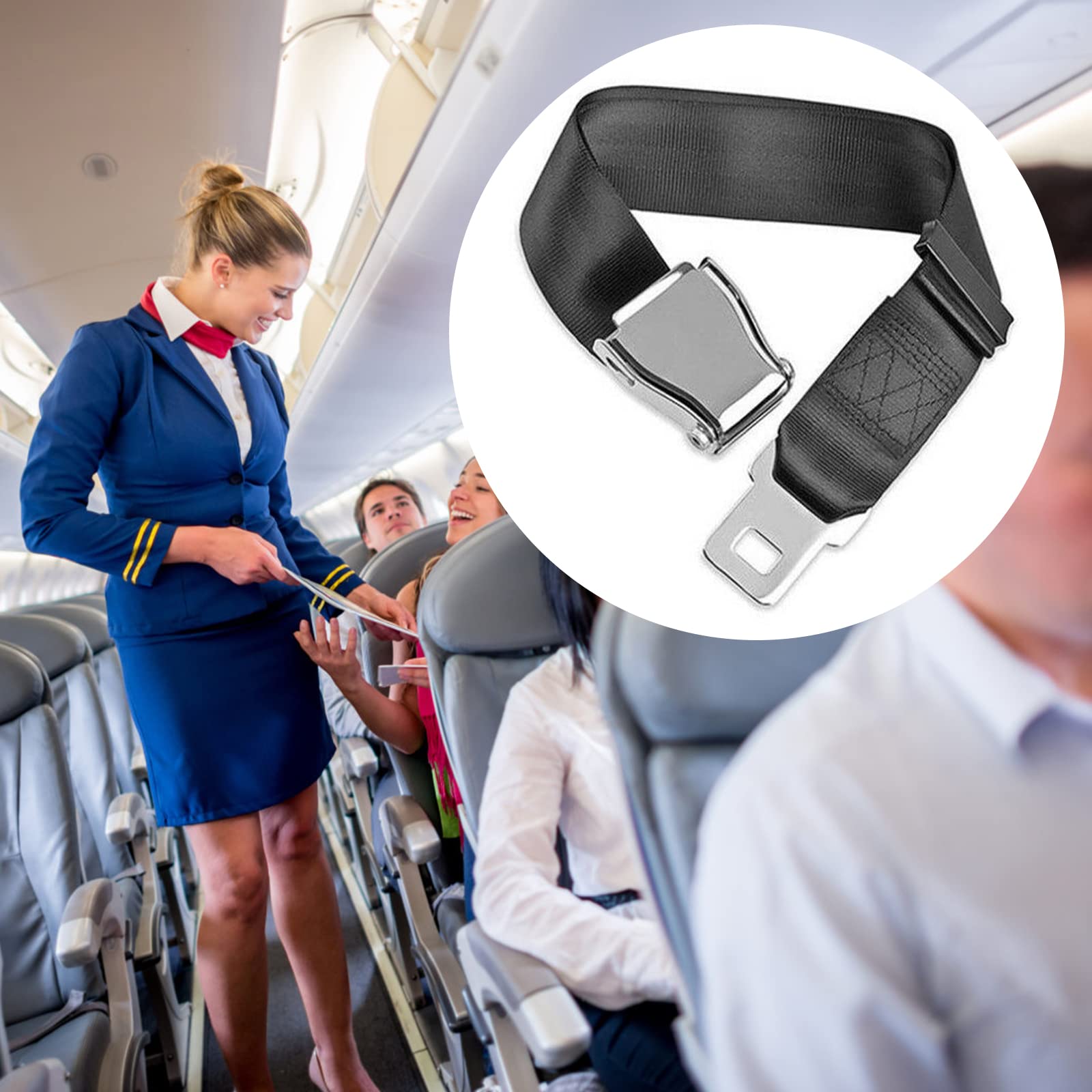 2 Pezzi Prolunga per Cintura di Sicurezza per Aereo, Estensione Universale della Cintura di Sicurezza Regolabile per Aeromobili per Viaggiare Donne Incinte, 20-80 cm