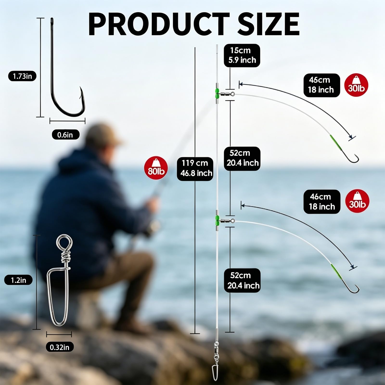 6 Plataformas de Anzuelos para Pesca de Mar – Tamaños 1 y 2/0, Púas Platija y Pesca en Playa