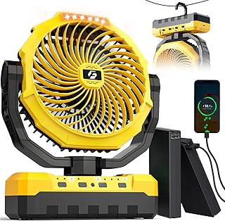 Camping Fan with Detachable Battery,Rechargeable Fan with 127H Working Time | 48000mAh Ventilador Recargable with Hook, Timers, Remote - Battery Powered Fans for Tent, Travel, Outdoors, Gifts for Men Dad