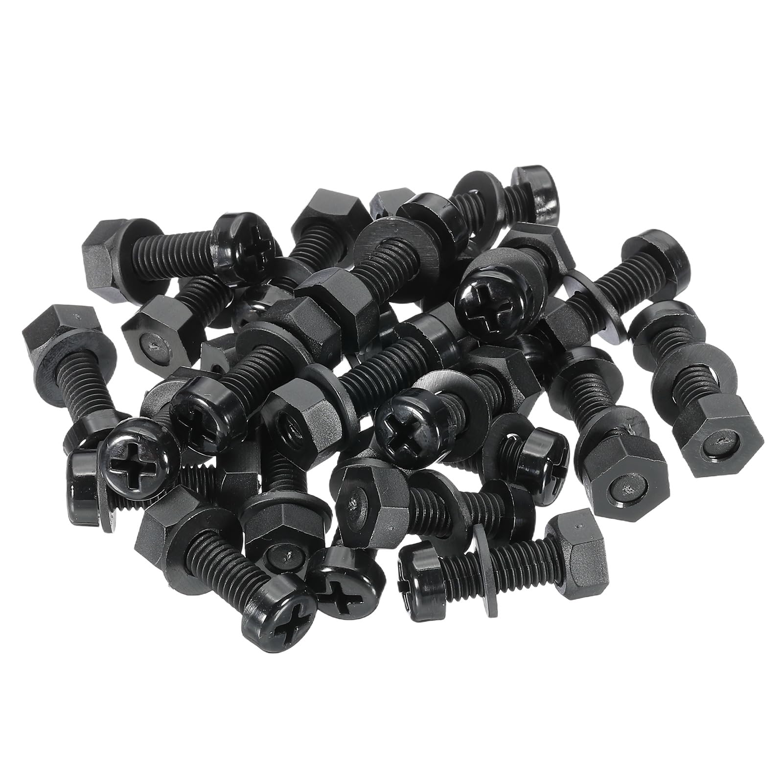 PATIKIL M6x20mm Black Nylon Bolts Plastic Nuts Full Thread Head Screws, 24 Pcs, M6*20mm