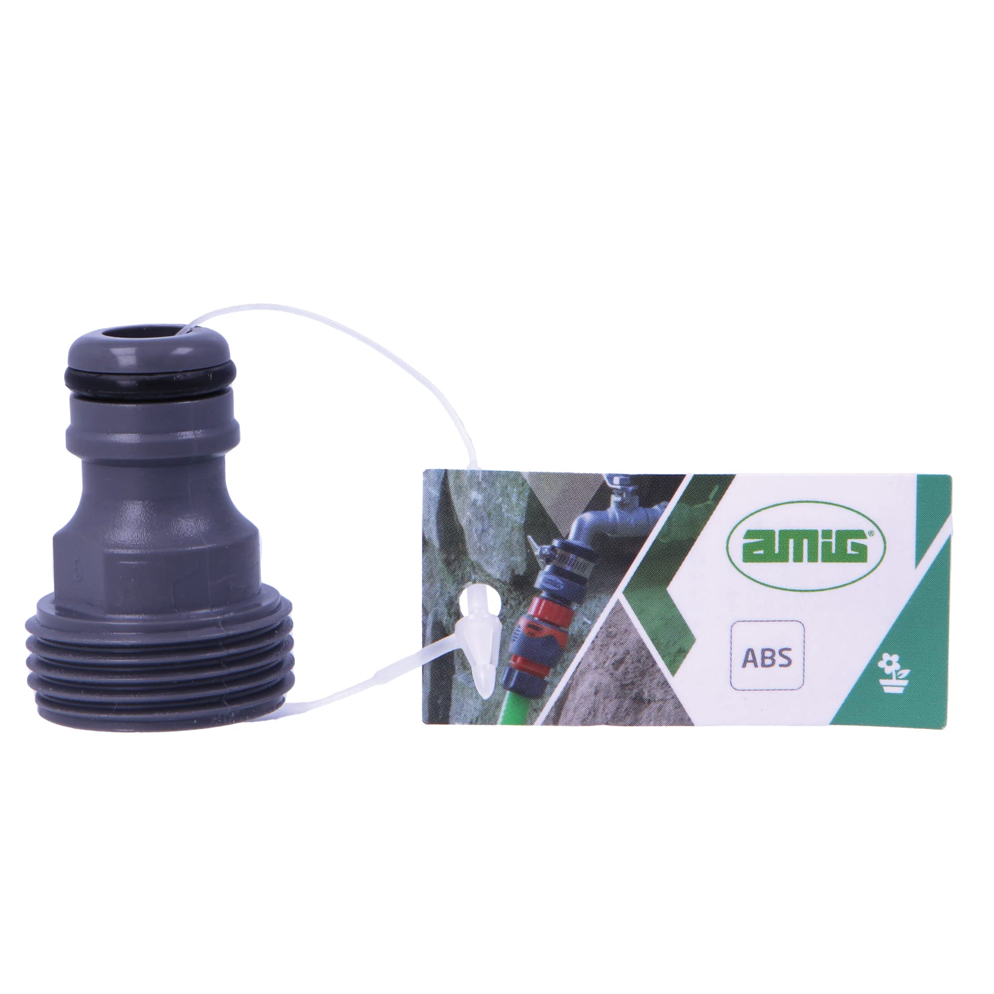 Amig - Adattatore Maschio Per Unione Del Rubinetto Con Tubo,3/4'',Connessione Veloce E Facile Per Tubi D'Acqua,Unione Filettata,Plastica Abs E Gomma,Grigio R03
