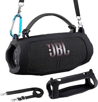 Silicone Protective Cover with Shoulder Strap Compatible with JBL Charge 6 Portable Speaker Black