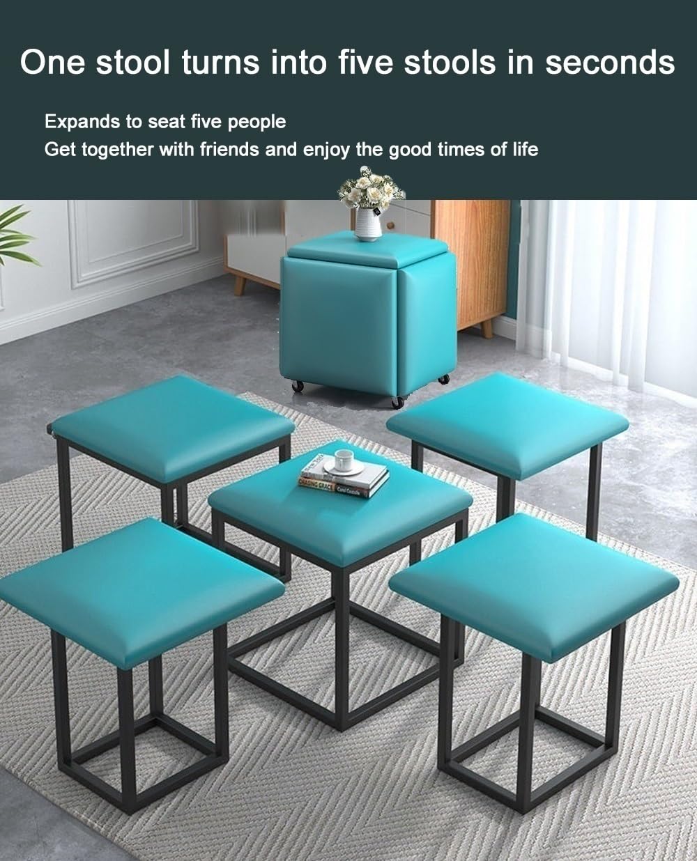 Amazon.com: Stool, 5 in 1 PU Leather Seating Cube Multifunctional