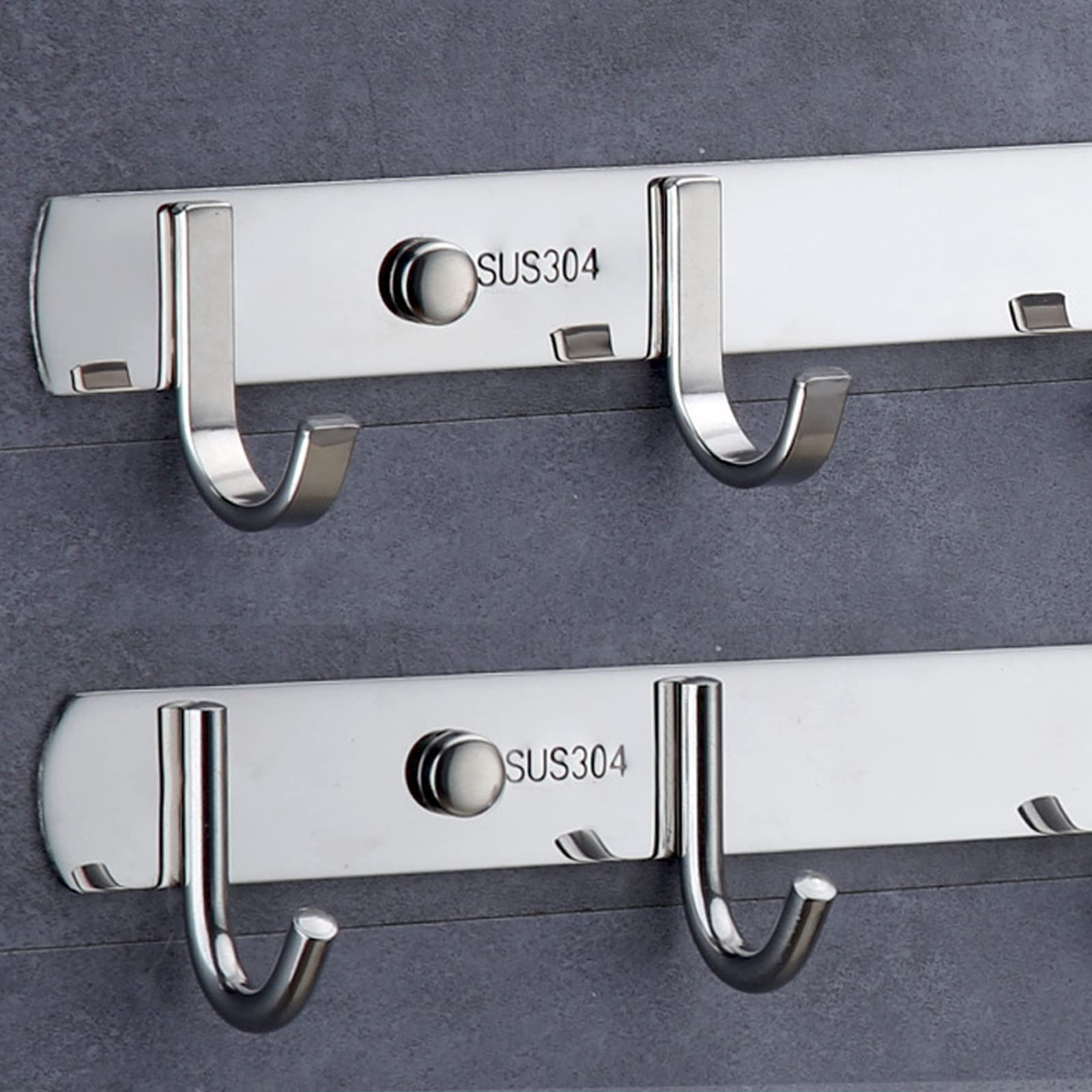 Acciaio Inox Coat Rack Heavy Duty Parete Appendiabiti Moderni Ganci per Vestiti in Metallo per Ingresso Ingresso Ingresso Cucina Bagno Camera da Letto (6 Ganci, Piatto)