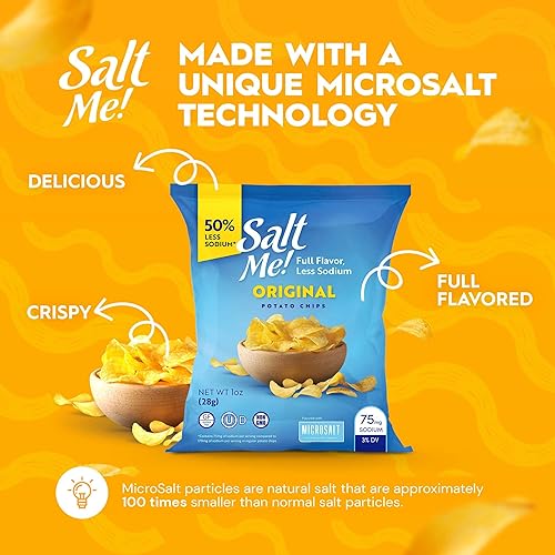 Vista 10 de SaltMe! Paquete variado de papas fritas Better For You – 24 bolsas de 1 onza – 50% menos de sodio, Kosher, paquete de bocadillos más saludables