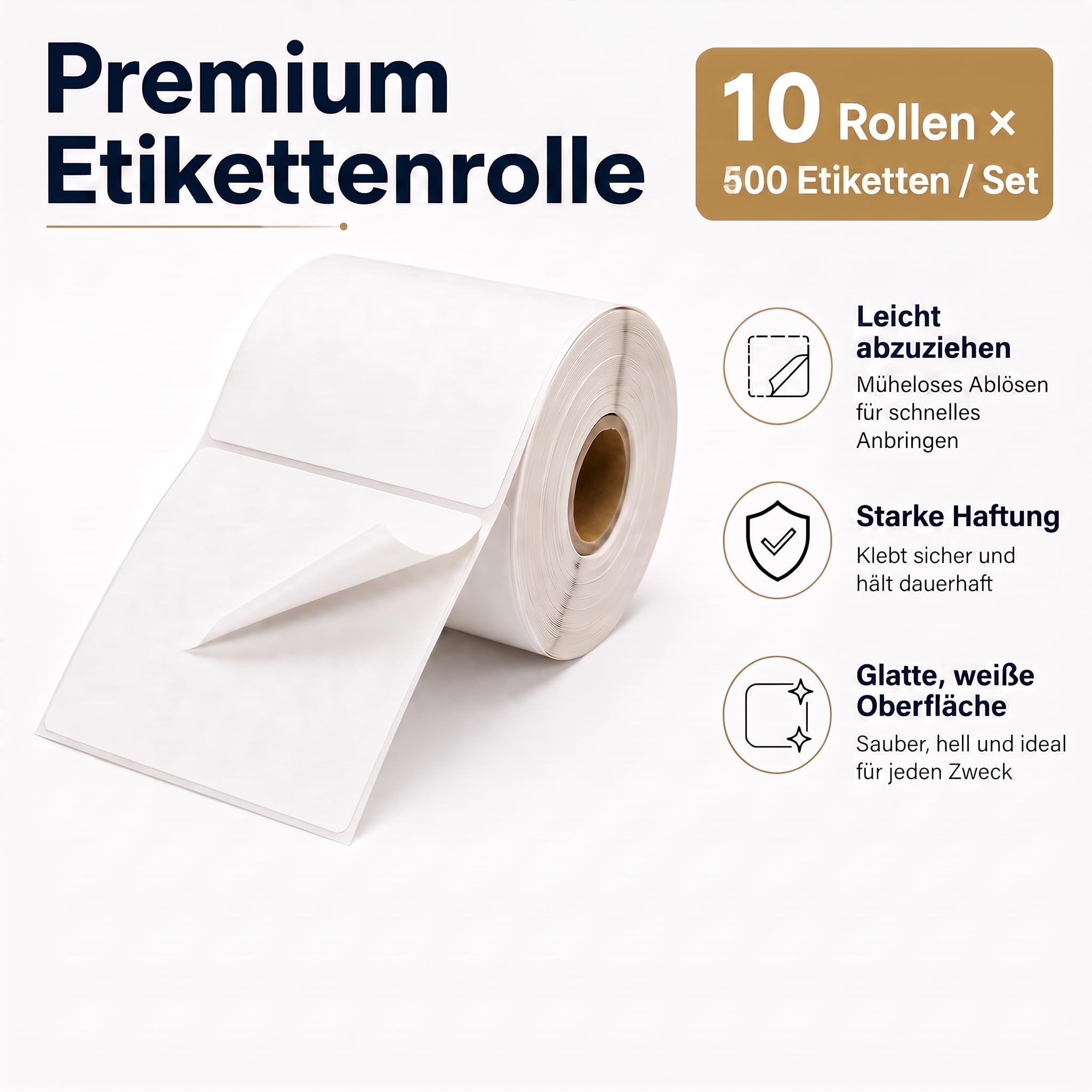Versandetiketten 100 x 150 cm auf Rolle, 10 Rollen je 500 Thermoetiketten, weiß matt, permanent selbstklebend, für Direkt-Thermodrucker, Barcode, Adresse & Lagerkennzeichnung