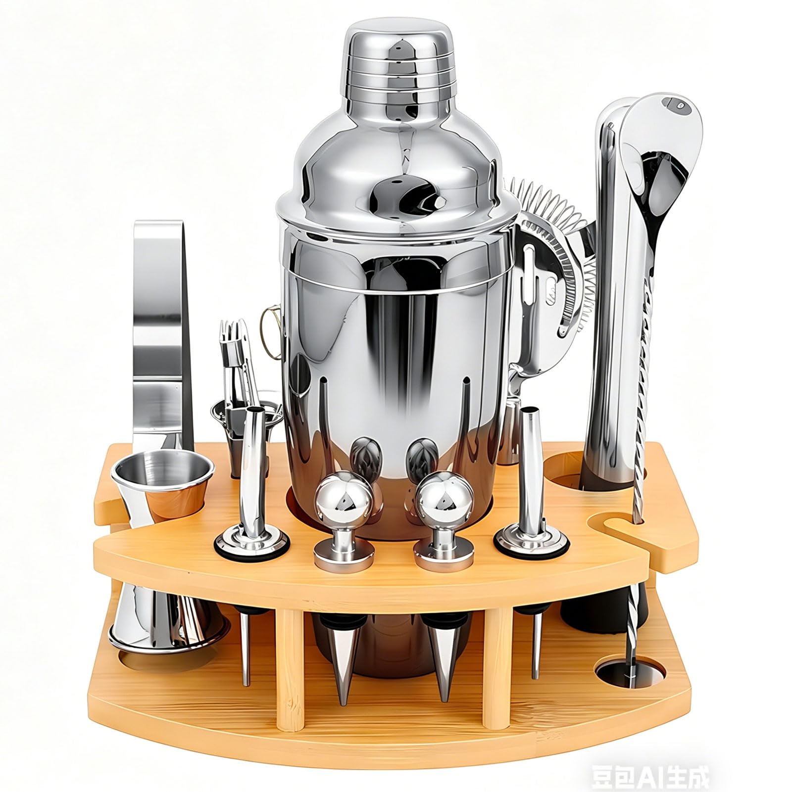750 ml Set Cocktail Shaker 12 Pezzi Kit Barman Professionale in Acciaio con Supporto con Tutti Gli Accessori Essenzial con confezione regalo Attrezzatura da Bar per Home Bar Mescolare Bevande