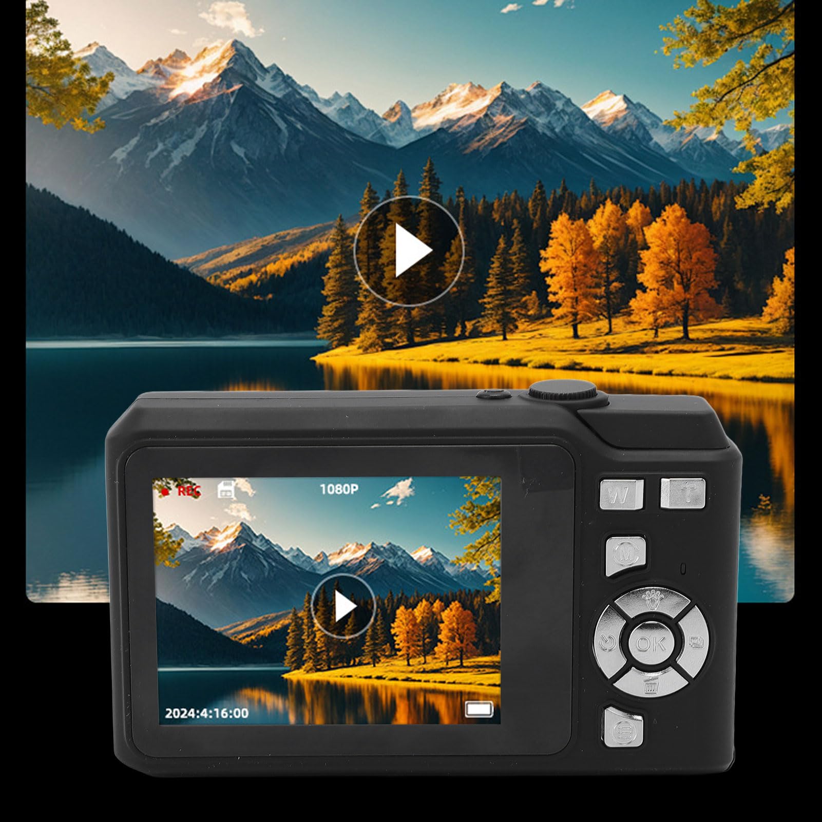 Aparat Cyfrowy, Aparat Dziecięcy 1080P Aparaty Cyfrowe 48 MP Typu „wyceluj i Zrób zdjęcie” z 16-krotnym Zoomem Cyfrowym, Automatycznym Ustawianiem Ostrości i stabilizacją Obrazu