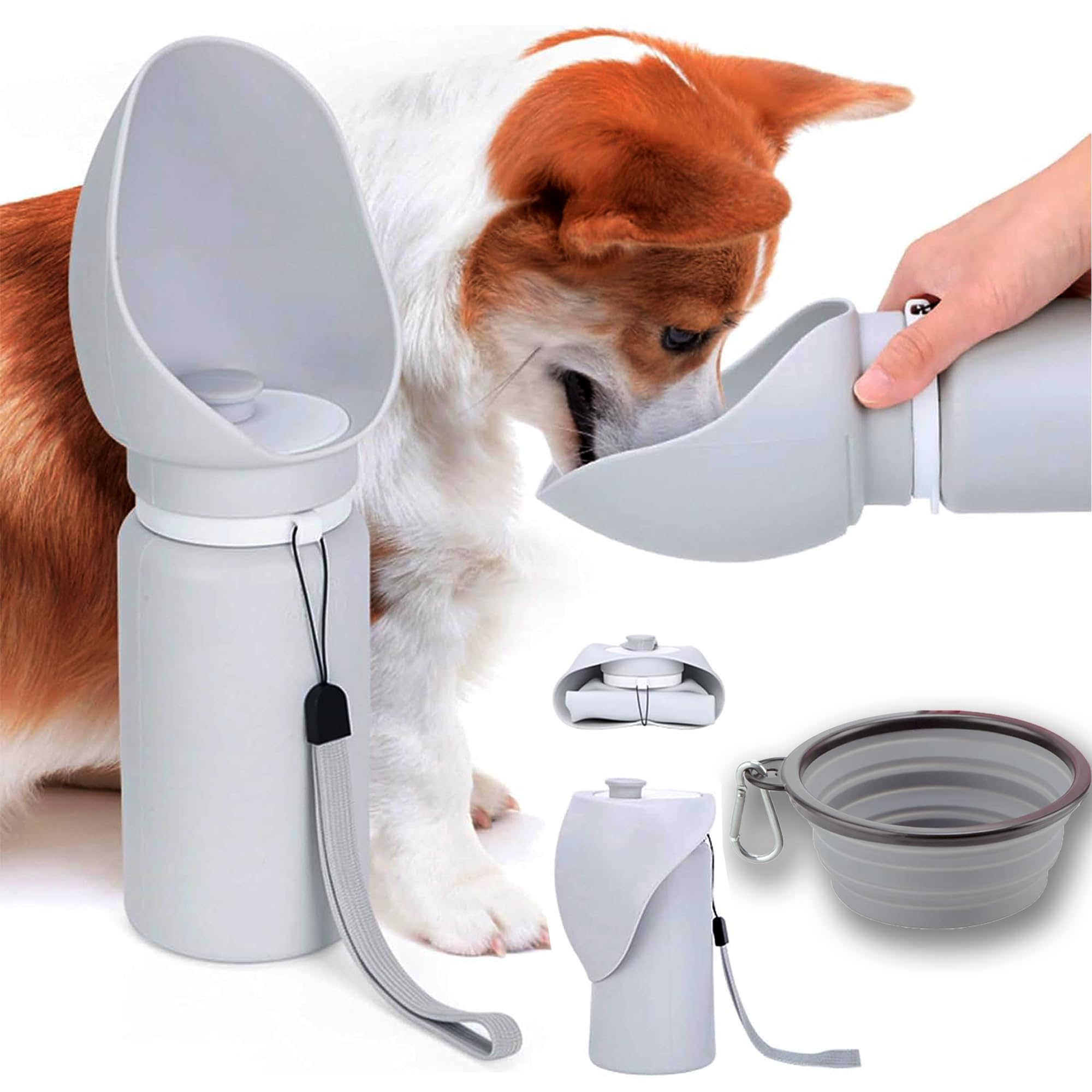 CEASELESLY Botella de Agua Portátil para Perros550ml,Comedero para Perros,Botella de Agua para Perros Plegable,Ligera,a Prueba de Fugas,Plegable para Mascotas para Caminar Viajar