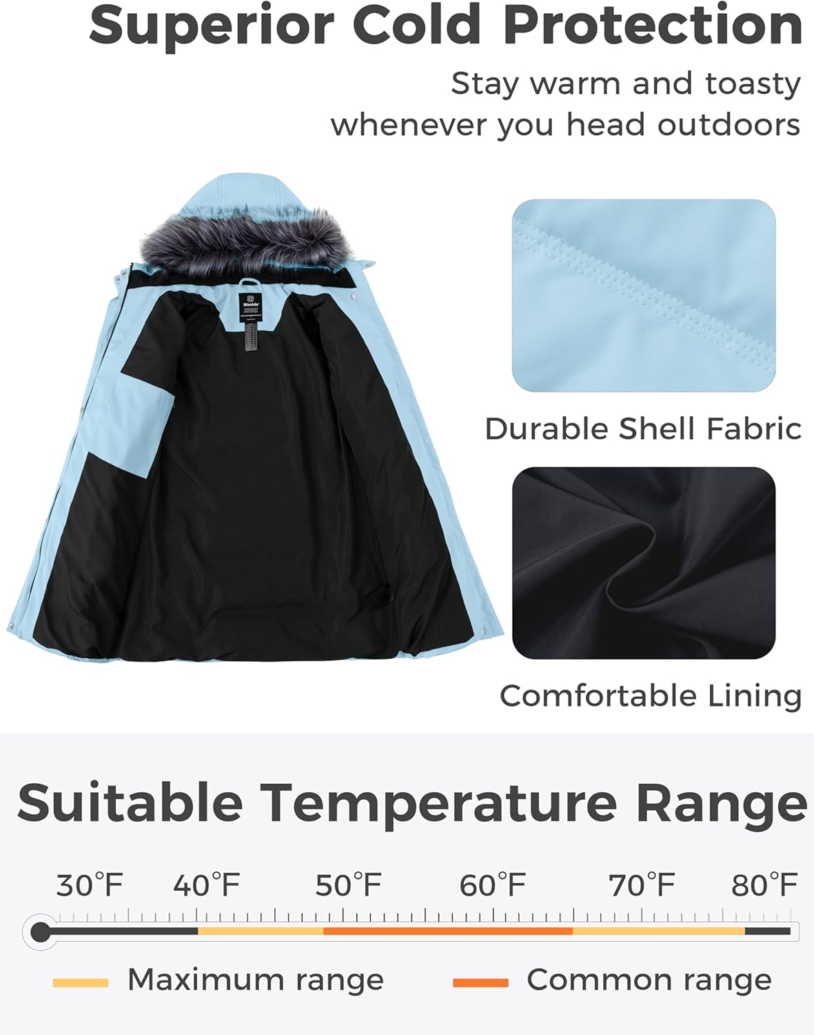 wantdo Women's Recycled Puffer Jackets Warm Winter Coats Long Winter Jacket Puffy Coat - Image 3