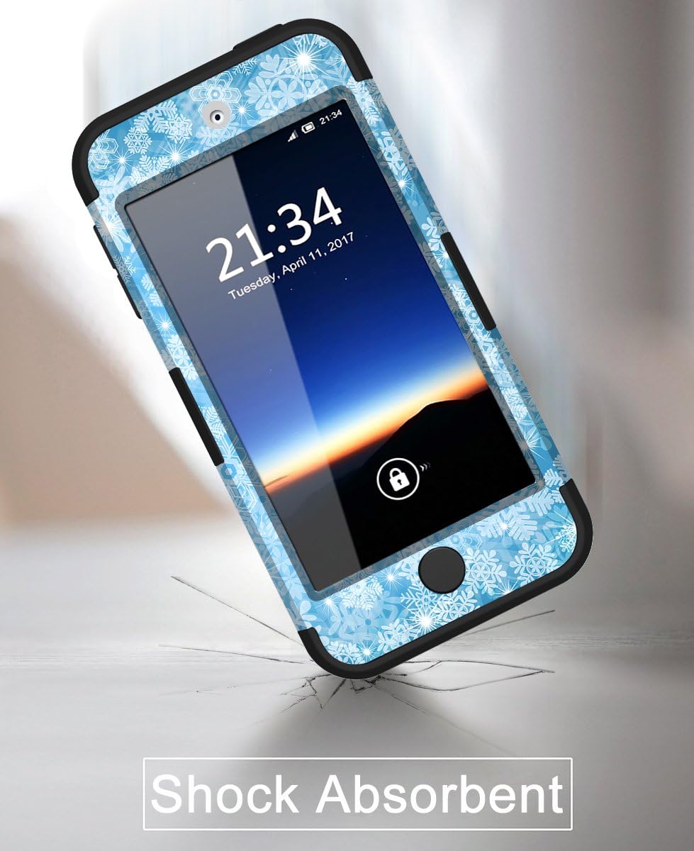 Hocase iPod Touch 7/6/5 Case, Shockproof Heavy Duty Hard Plastic Bumper+Soft Silicone Rubber Hybrid Dual Layer Protective Case for iPod Touch 7th/6th/5th Generation - Snowflake