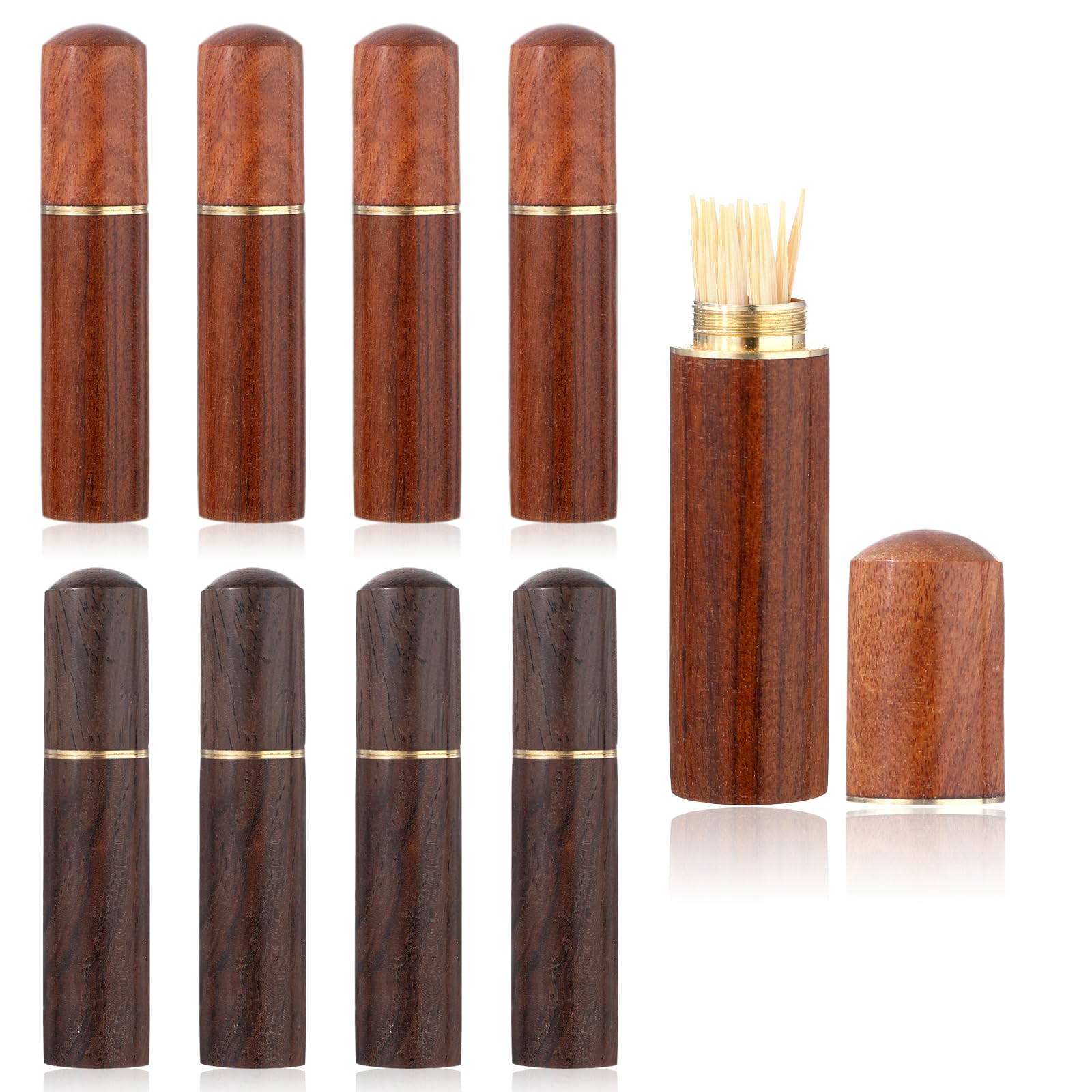 8 Pcs Portable Toothpick Holder, Mini Wood Pocket Tooth Pick