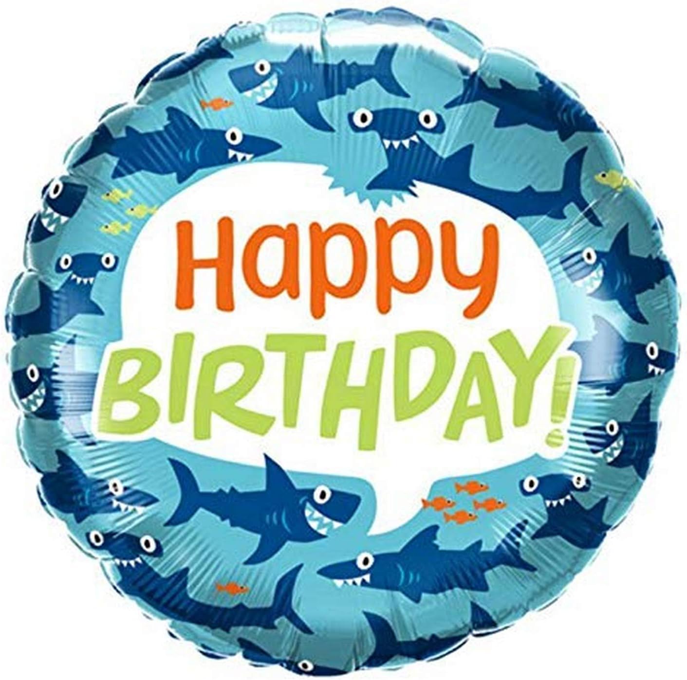 Qualatex 18" Birthday Fun Sharks Foil Balloon, Multicolor