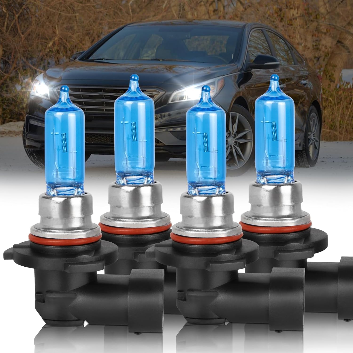 Fit 2015-2019 for Sonata Headlight Bulbs, 9005 High Beam and 9005 Low Beam 9005 9005 Headlight Bulbs 300% Brightness High Performance Halogen Bulbs Combo 4PCS