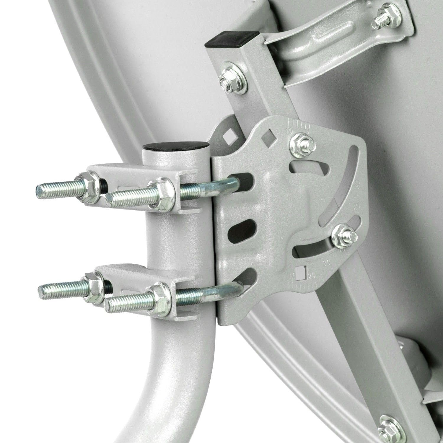 60cm HD Sat Anlage Quad LNB + 50m Koaxialkabel 135dB + Satfinder + 4 F-Stecker Digital 4 Teilnehmer Antenne Weiss UHD 4K