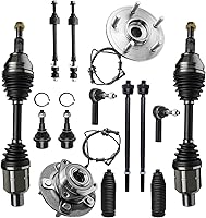 Vista 64 de Detroit Axle - Kit de suspensión de 14 piezas para Jeep Liberty 2006-2007, 2 cubos de rodamiento de ruedas, 2 brazos de control superior, 2 rótulas