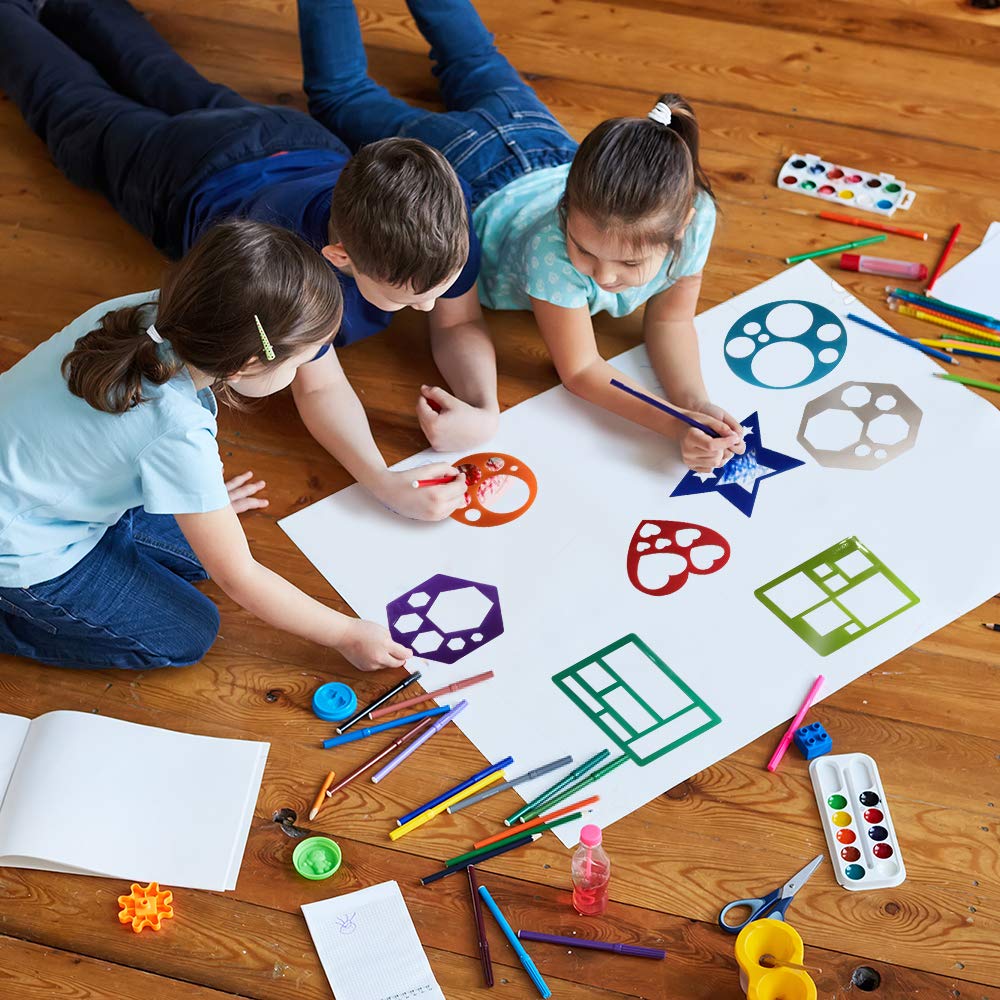 Karty Shape Stencil Set for Kids - 10 Piece Set - Colorful Drawing Template Kit - Fun Arts and Crafts Supplies, Gift Idea for Boys and Girls, Learning Tool for Toddlers and Preschooler - Image 4