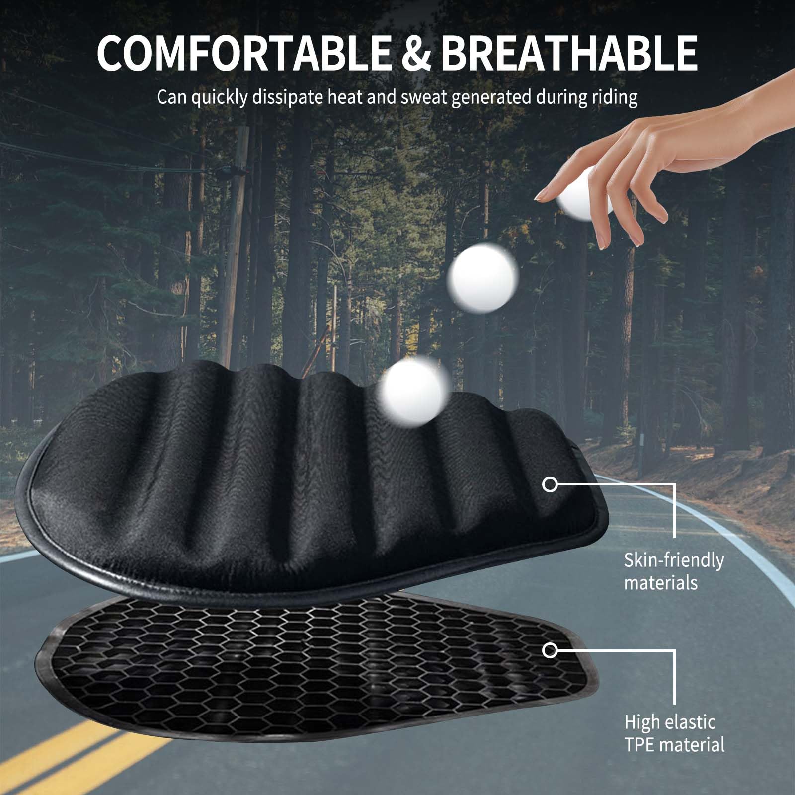 Cuscino per Sella Da Moto a Forma Di Onda,Nuovissimo Sella Gel Moto TPE,Comodo,Traspirante e Decompressivo,Adatto per Viaggi a Lunga Distanza,Cuscino Sedile Moto