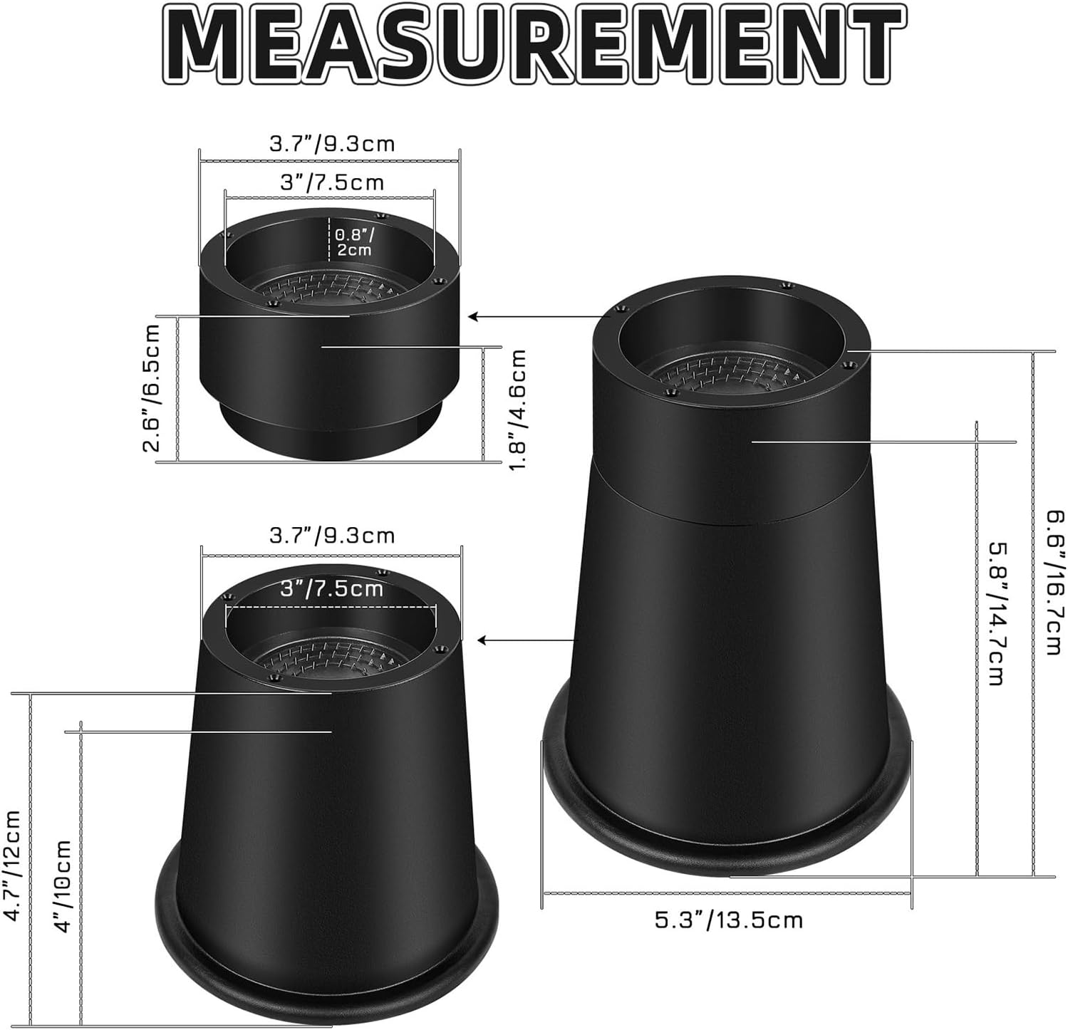 Furniture Riser - Space Saving Anti Skid Adjustable Base, Bed Leg Height Booster, Bed Height Elevator, Strong Weight Bearing for Table Chair Couch Desk Leveling Home Workplace