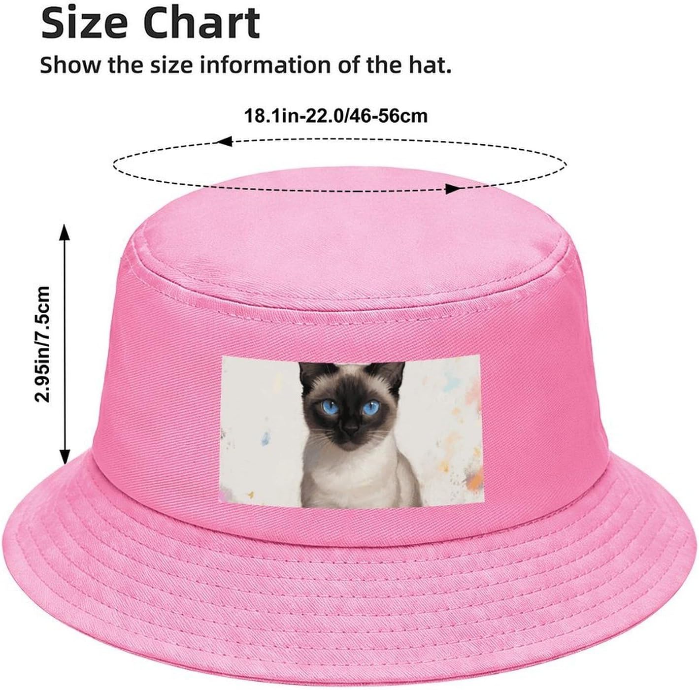 Siamese Cat Art Bucket Hat for Women Men Summer Sun Beach Bucket Cap, Unisex Outdoor Fisherman Hat